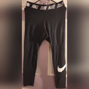 Nike Black Leggings with Swoosh Logo and Stretchy Fit
